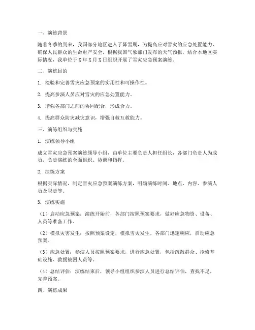 雪灾应急预案演练总结