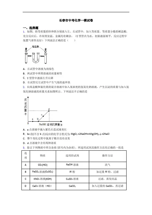 长春市中考化学一模试卷