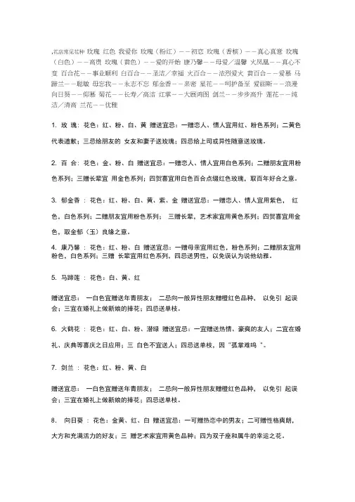 花店常见花种
