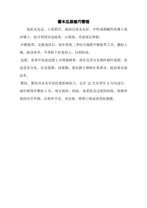 番木瓜栽植巧管理