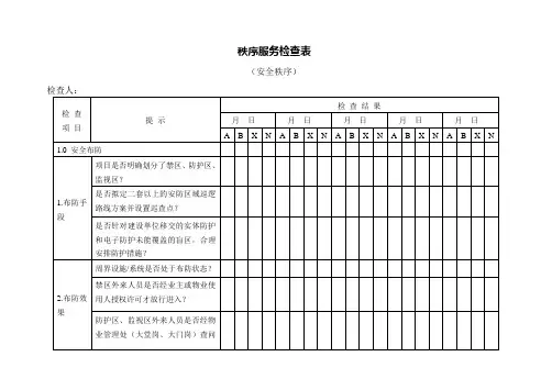 秩序服务检查表(安全秩序)