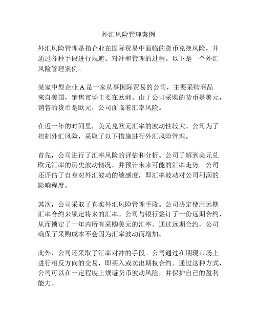 外汇风险管理案例