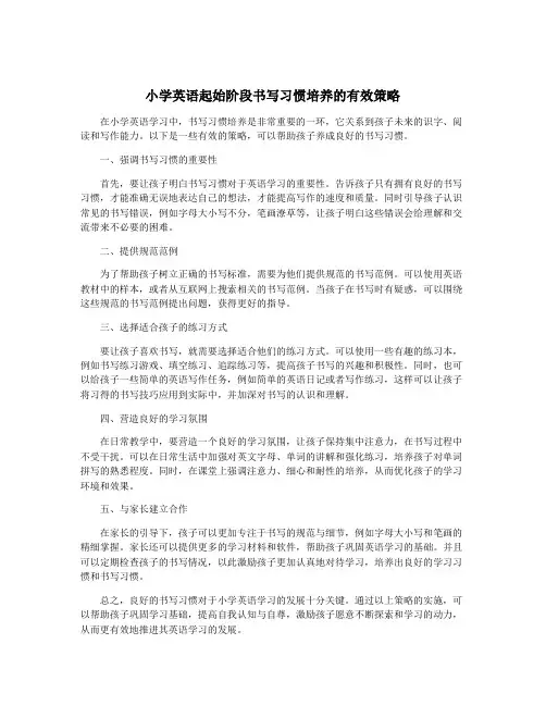 小学英语起始阶段书写习惯培养的有效策略