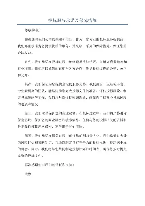 投标服务承诺及保障措施