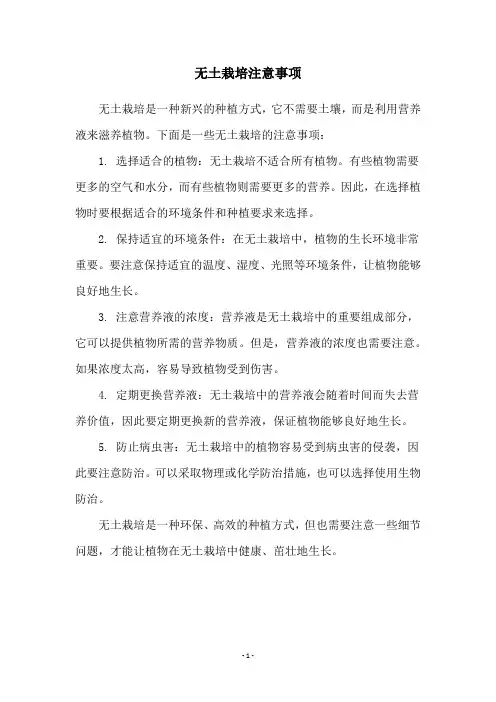 无土栽培注意事项