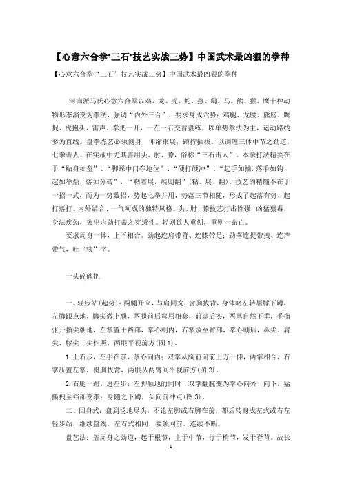【心意六合拳“三石”技艺实战三势】中国武术最凶狠的拳种