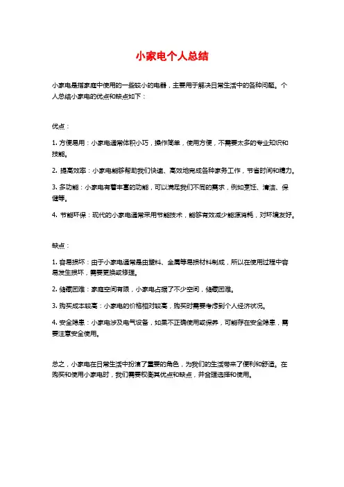 小家电个人总结