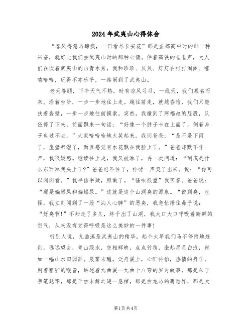 2024年武夷山心得体会(2篇)