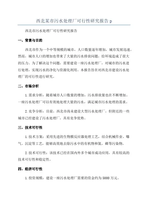 西北某市污水处理厂可行性研究报告p