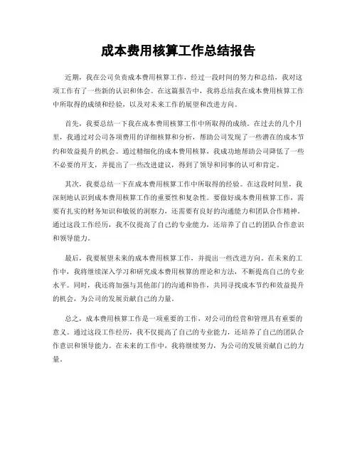 成本费用核算工作总结报告