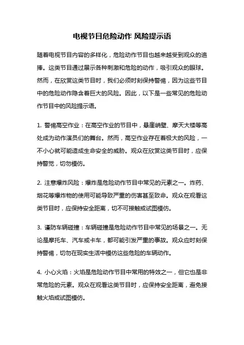 电视节目危险动作 风险提示语