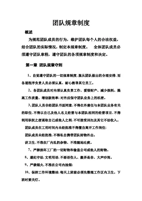 团队工作守则