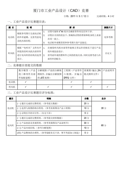 工业产品设计(CAD)竞赛