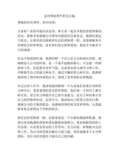 总经理助理升职发言稿