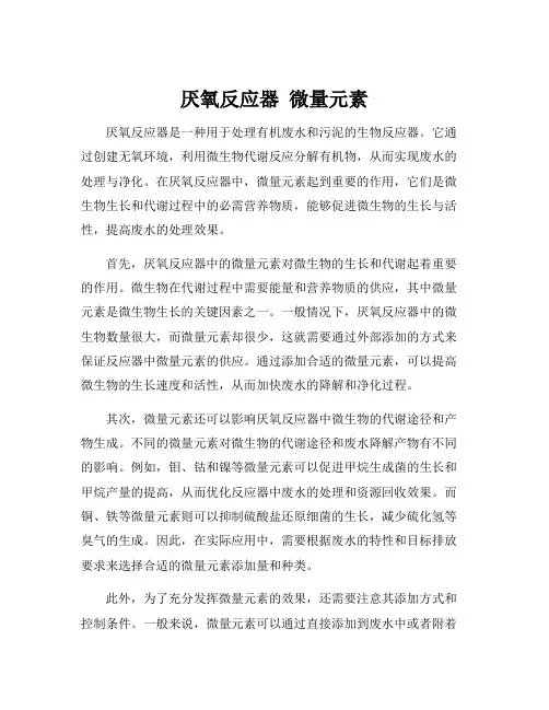 厌氧反应器 微量元素