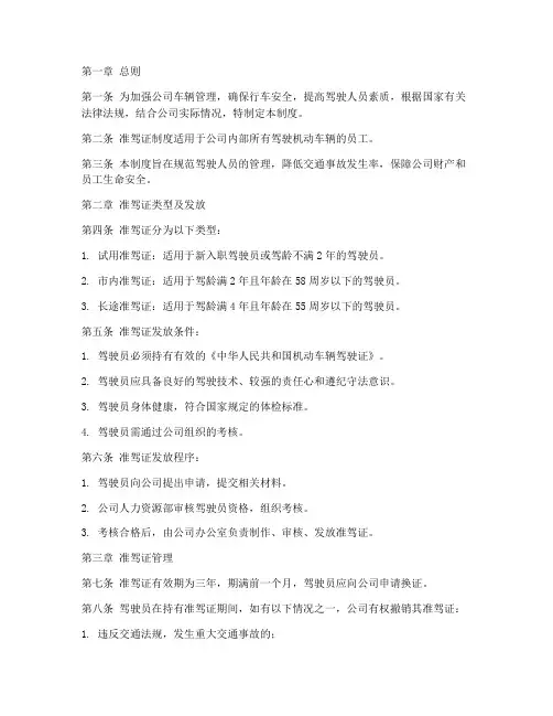 公司准驾证管理制度