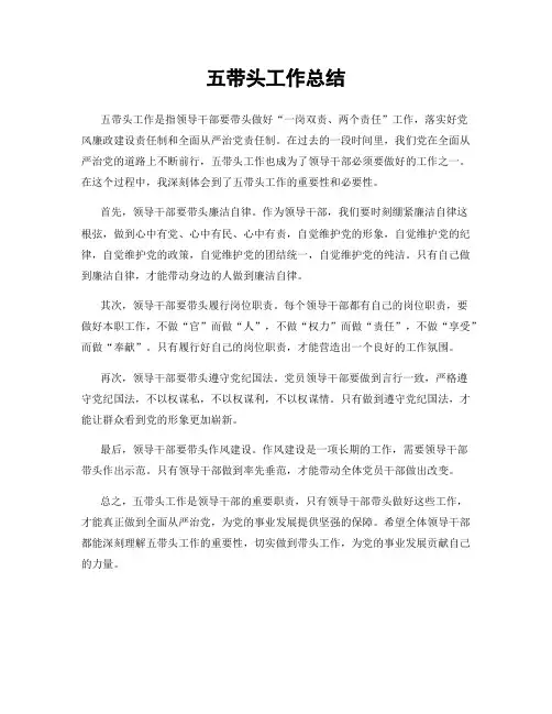 五带头工作总结