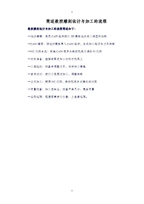 简述数控雕刻设计与加工的流程