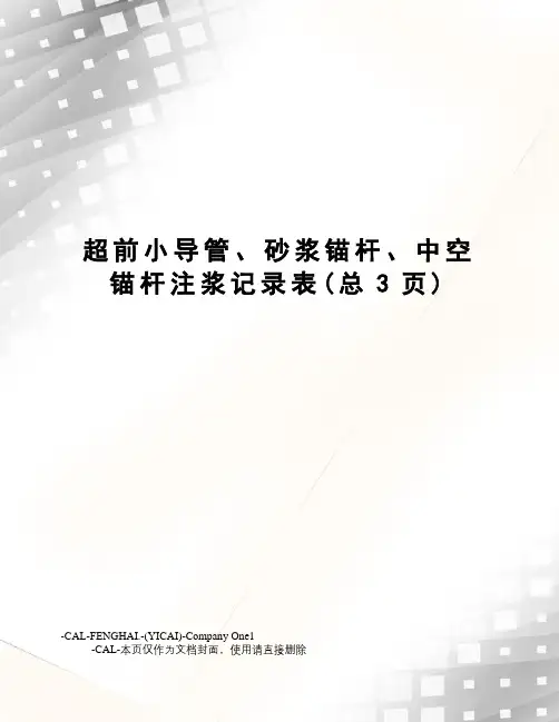 超前小导管、砂浆锚杆、中空锚杆注浆记录表