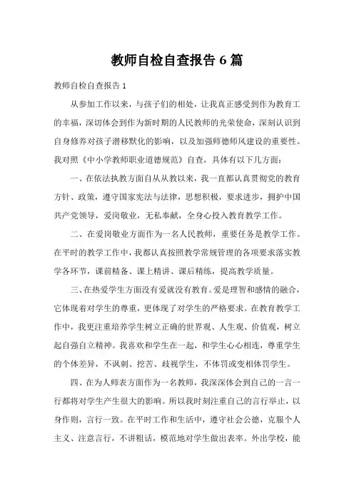 教师自检自查报告6篇