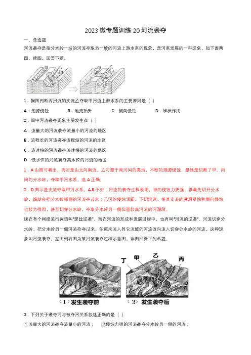 地理高考等级复习经典知识点微专题训练20 河流袭夺 含详解