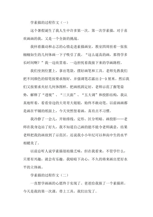 学素描画人物过程作文优秀作文