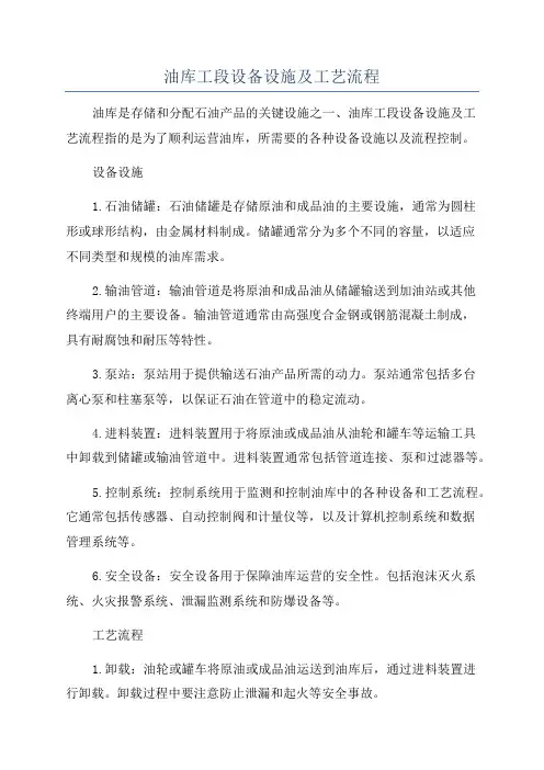 油库工段设备设施及工艺流程