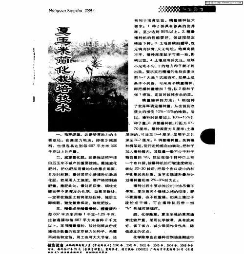 夏玉米简化栽培技术