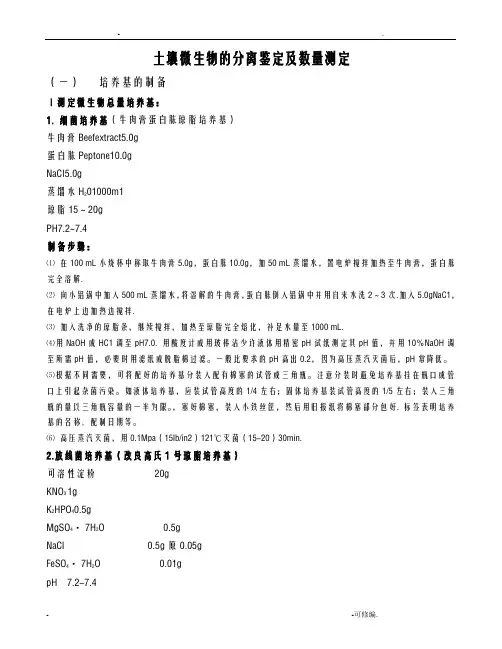 土壤微生物数量测定方法整理