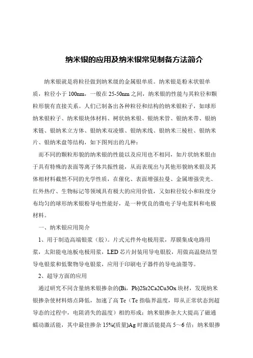 【精品文章】纳米银的应用及纳米银常见制备方法简介