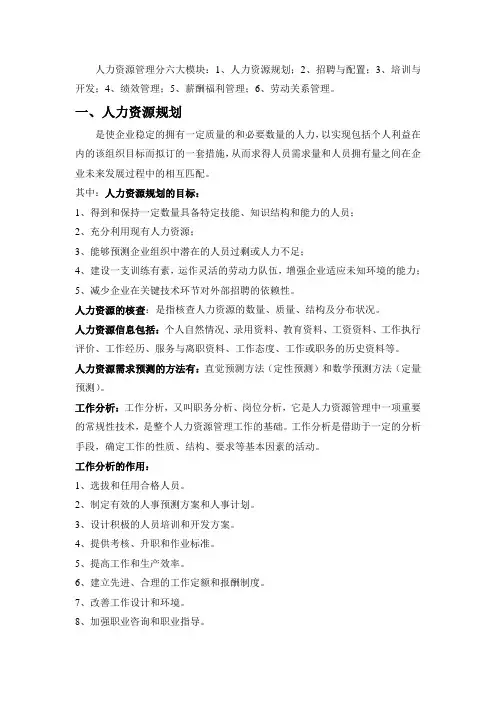 人力资源管理六大模块