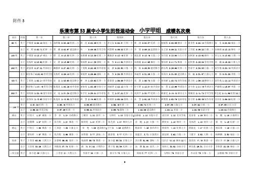 53届小学甲组  成绩名次表