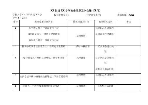 镇小学安全隐患工作台账
