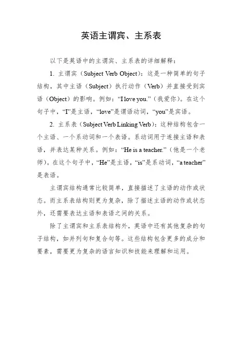 英语主谓宾主系表