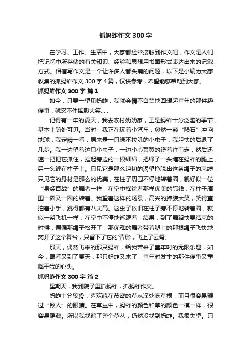 抓蚂蚱作文300字四篇