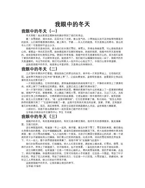 我眼中的冬天作文共九篇