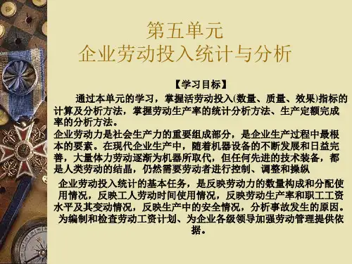 企业信息统计与分析第五单元简明教程PPT课件