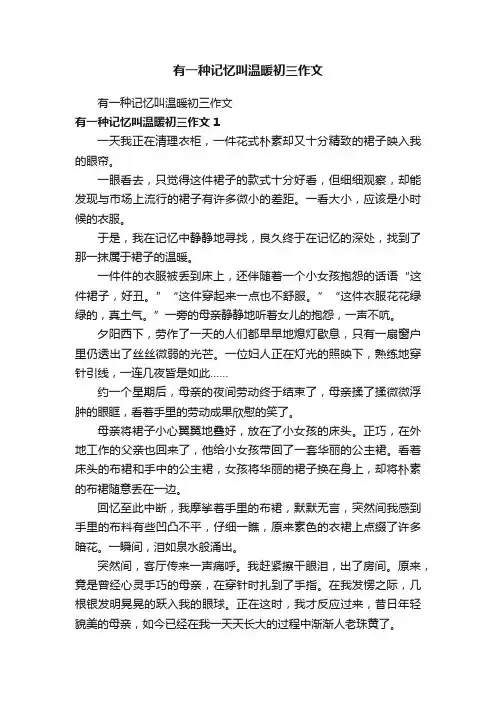 有一种记忆叫温暖初三作文