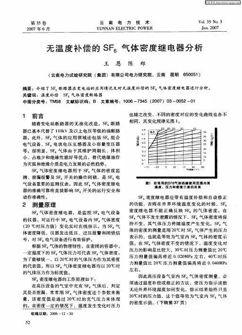 无温度补偿的SF6气体密度继电器分析