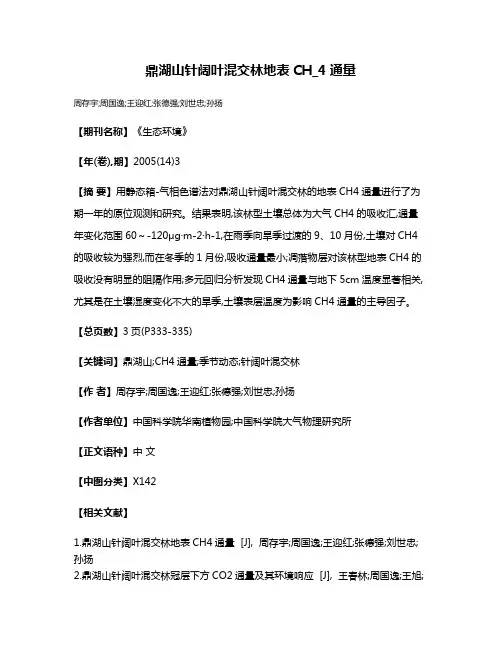 鼎湖山针阔叶混交林地表CH_4通量
