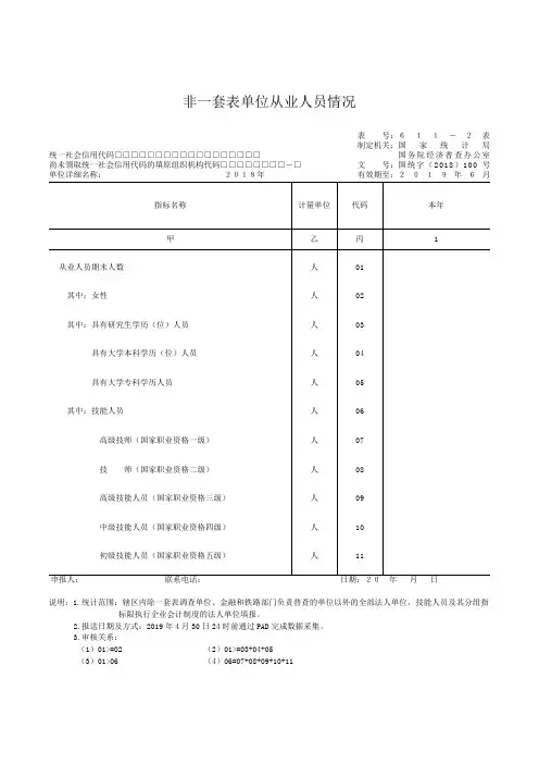 非一套表单位从业人员情况