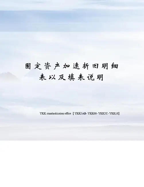 固定资产加速折旧明细表以及填表说明审批稿