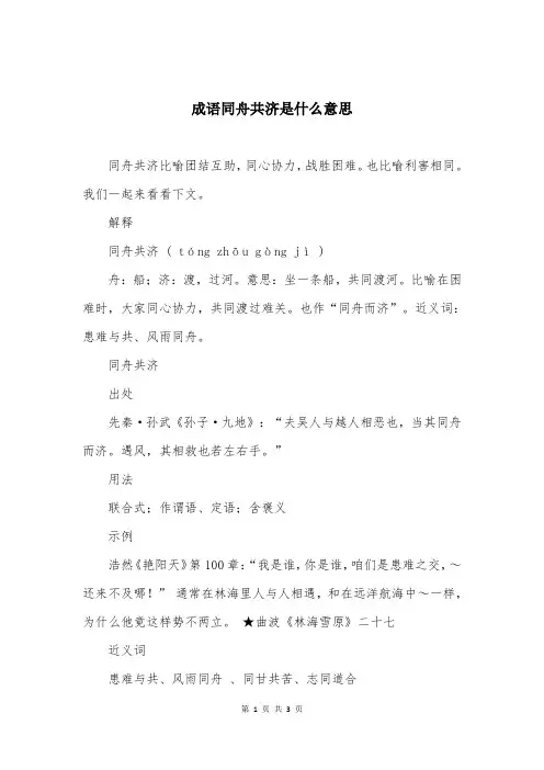 成语同舟共济是什么意思
