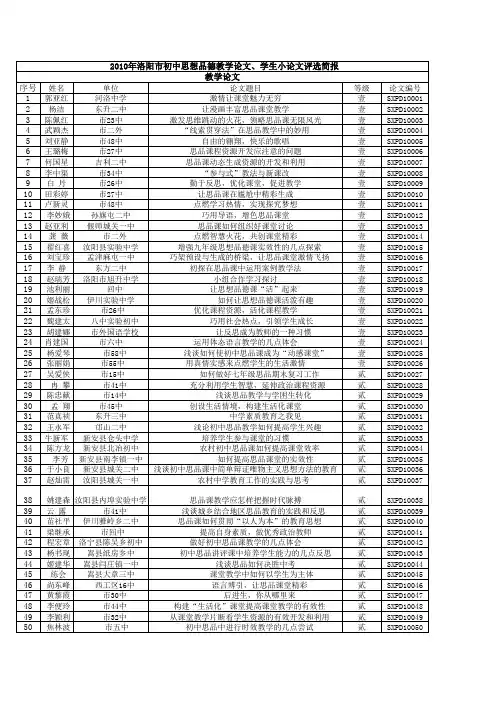 2010年洛阳市初中思想品德教学论文