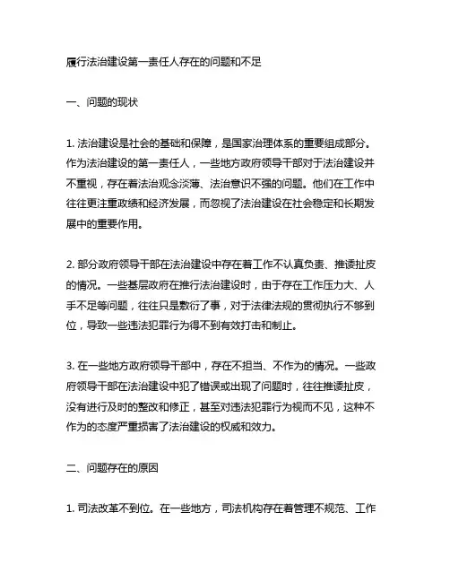 履行法治建设第一责任人存在的问题和不足