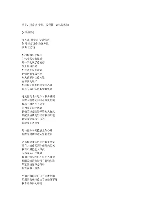 汪苏泷所有歌歌词