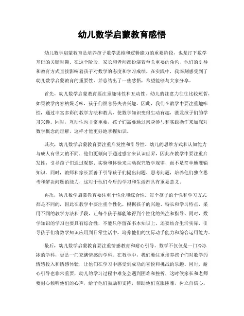 幼儿数学启蒙教育感悟
