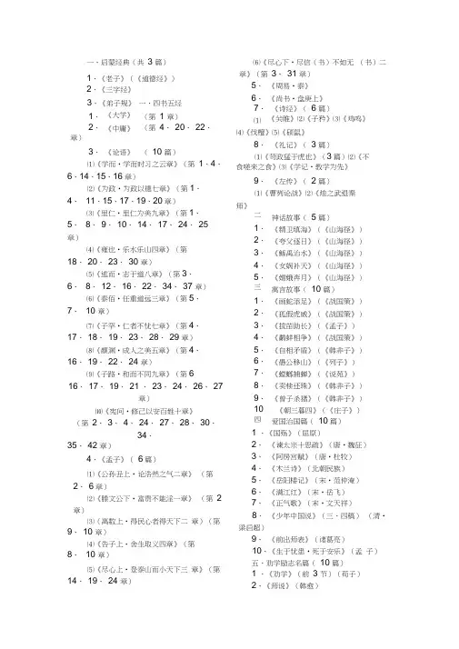小学生中华经典诵读篇目