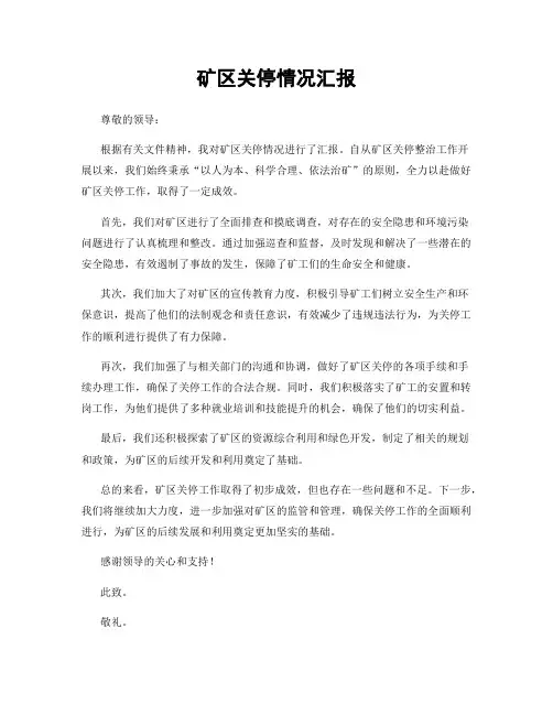矿区关停情况汇报