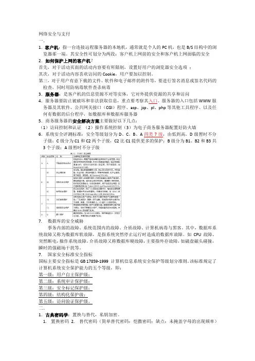 网络安全与支付 --重点整理
